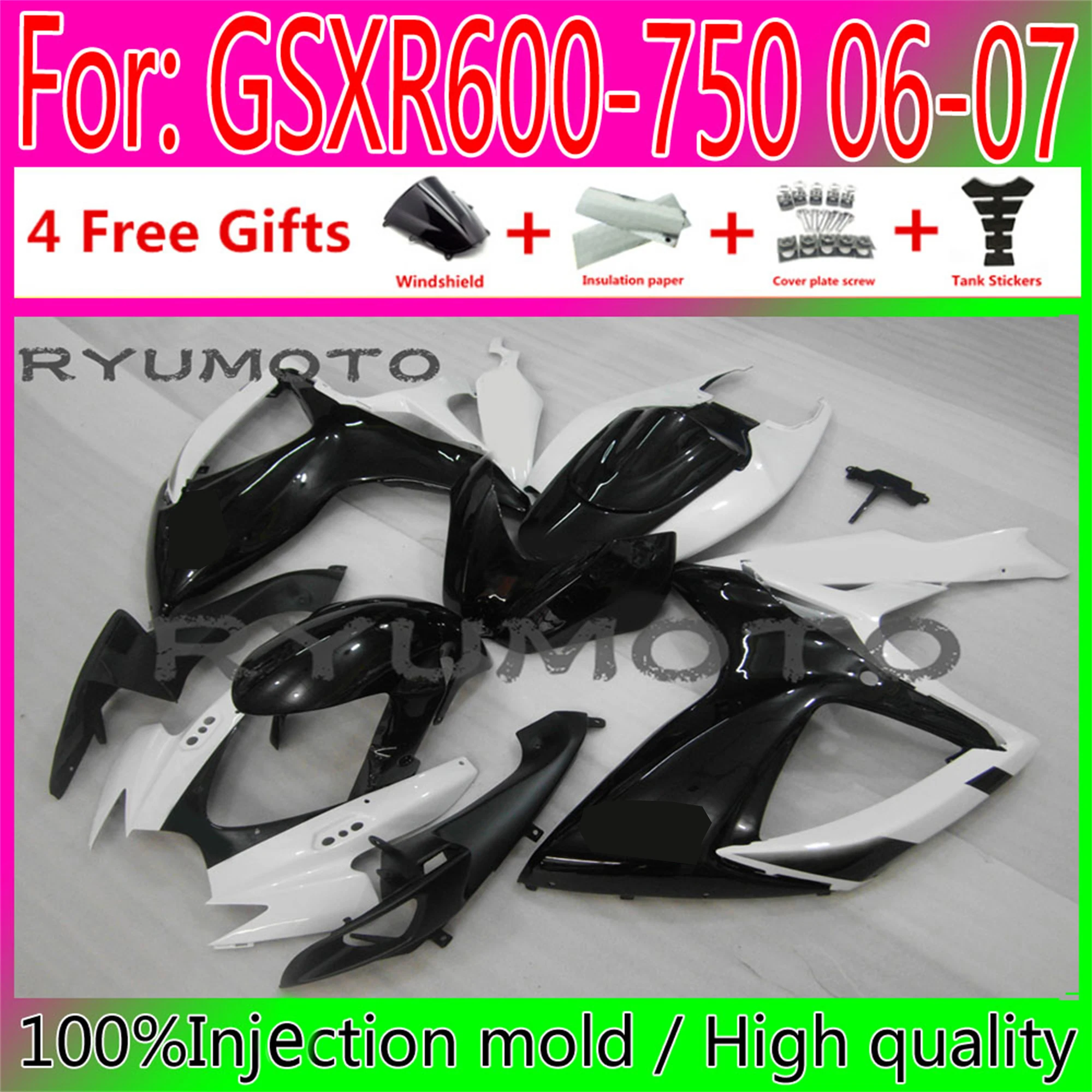 New Motorcycle Injection Fairing Bodywork For Suzuki GSXR600 06 07 GSXR750 2006 GSX-R750 2006 - 2007 K6 Fairings white black
New Motorcycle Injection Fairing Bodywork For Suzuki GSXR600 06 07 GSXR750 2006 GSX-R750 2006 - 2007 K6 Fairings white black
