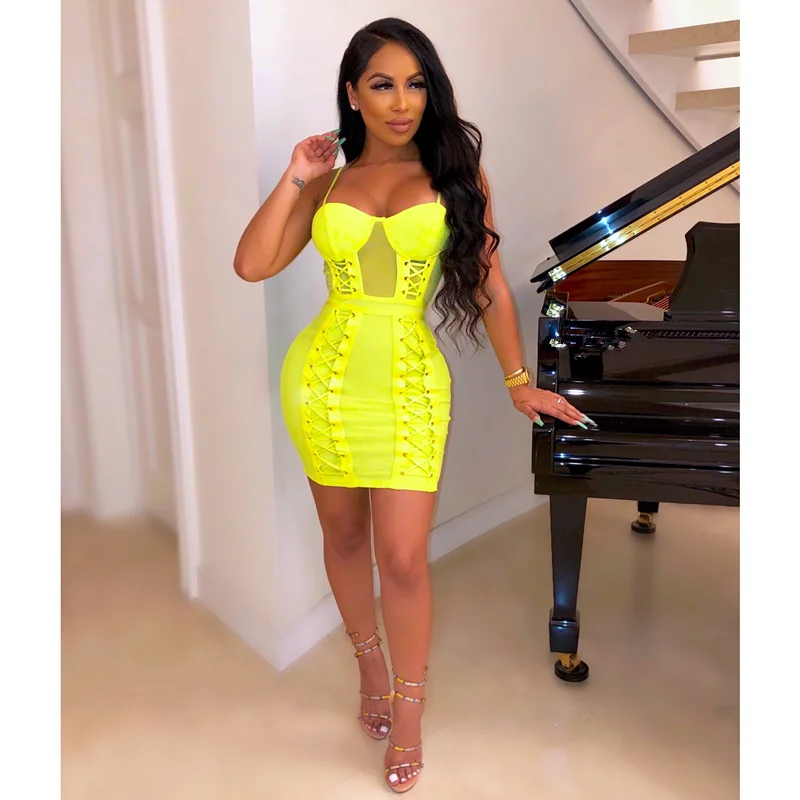 Women Sexy Fashion Mesh Lacing Hot Pink Neon Green Bandage Dress Designer Mini Celebrity Party Dress
Women Sexy Fashion Mesh Lacing Hot Pink Neon Green Bandage Dress Designer Mini Celebrity Party Dress