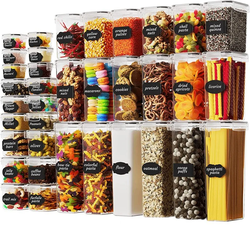 BPA Free Kitchen Sealed Jar Snap Button Transparent Box With Lids (36 Pack) For Kitchen And Pantry Organization 
BPA Free Kitchen Sealed Jar Snap Button Transparent Box With Lids (36 Pack) For Kitchen And Pantry Organization