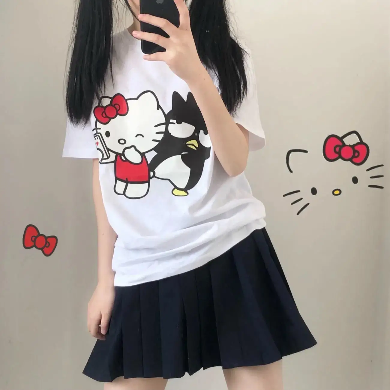 Sanrio Hello Kitty T-Shirt 100% Cotton New Japanese Cute Hello Kitty Printed Short Sleeve Female Student Loose Jacket Plush Gift
Sanrio Hello Kitty T-Shirt 100% Cotton New Japanese Cute Hello Kitty Printed Short Sleeve Female Student Loose Jacket Plush Gift