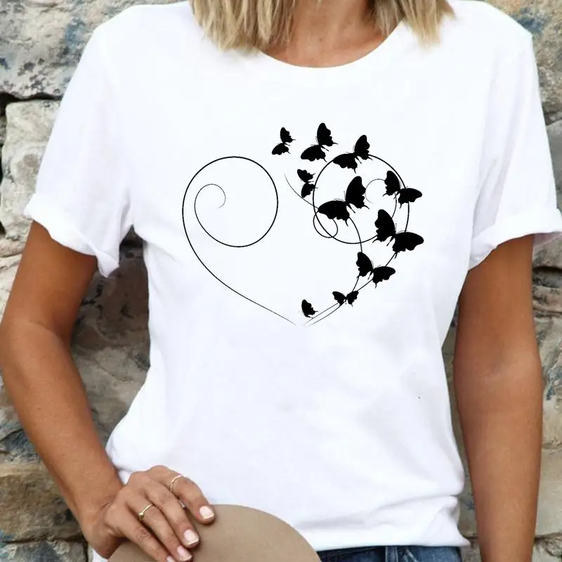 Women Cartoon Butterfly Love Heart Summer Ladies T Top Shirt Regular Lady Fashion Tee Print Female Graphic Short Sleeve T-Shirts
Women Cartoon Butterfly Love Heart Summer Ladies T Top Shirt Regular Lady Fashion Tee Print Female Graphic Short Sleeve T-Shirts