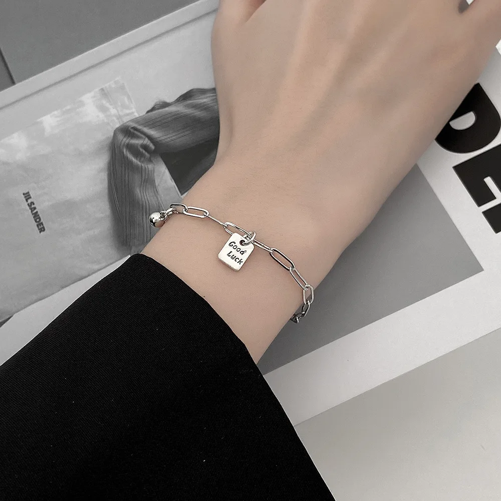 Letter Lucky Square Bracelet Women's Jewelry Good Luck Pendant Charm Link Chain Bracelets for Lover Friend Students Gift
Letter Lucky Square Bracelet Women's Jewelry Good Luck Pendant Charm Link Chain Bracelets for Lover Friend Students Gift