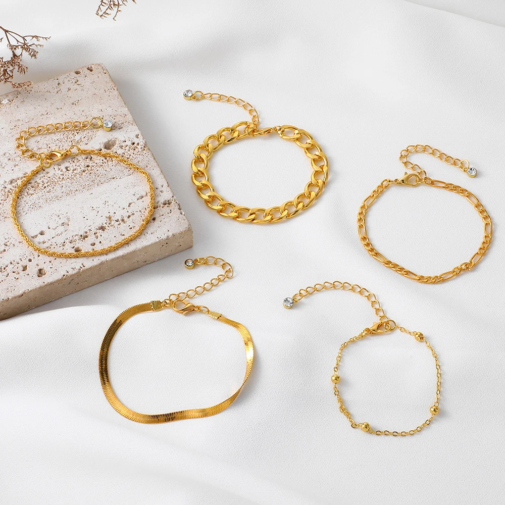 5PCS/Lot Crystal Mixed Style Stainless Steel Bracelet Set Chain For Women Girls Gold Color Party Jewelry Accessories Gift
5PCS/Lot Crystal Mixed Style Stainless Steel Bracelet Set Chain For Women Girls Gold Color Party Jewelry Accessories Gift