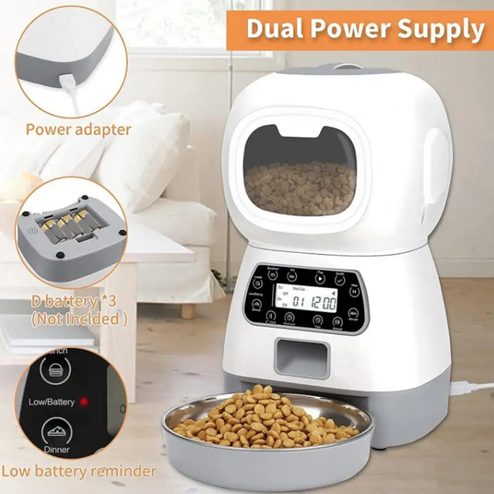 Pet Feeder Convenient Timing Power-off Memory Automatic And Manual Feeding for Cat
Pet Feeder Convenient Timing Power-off Memory Automatic And Manual Feeding for Cat
