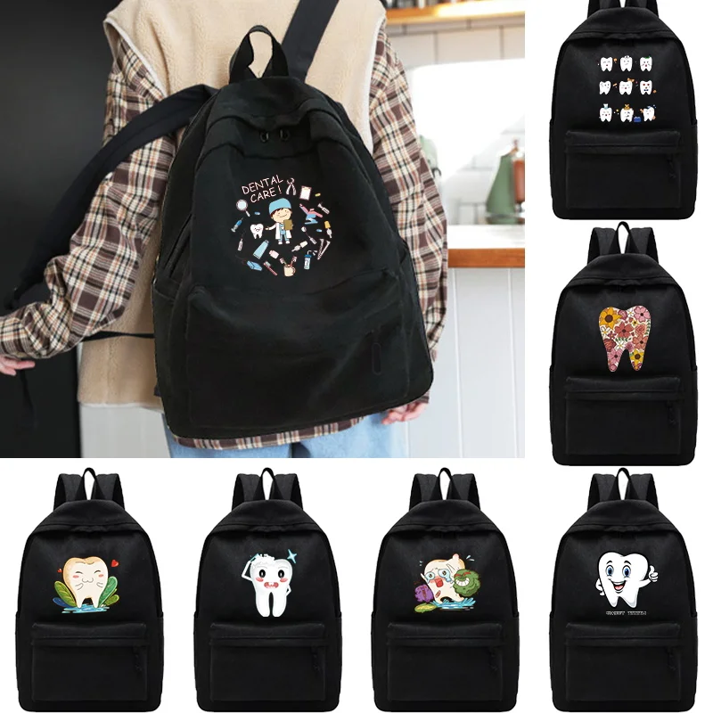 

Women's Bag Shoulders Backpacks Teen Girls College School Bookbag Sport Knapsack Unisex Backpack Teeth Print Travel Laptop Bags