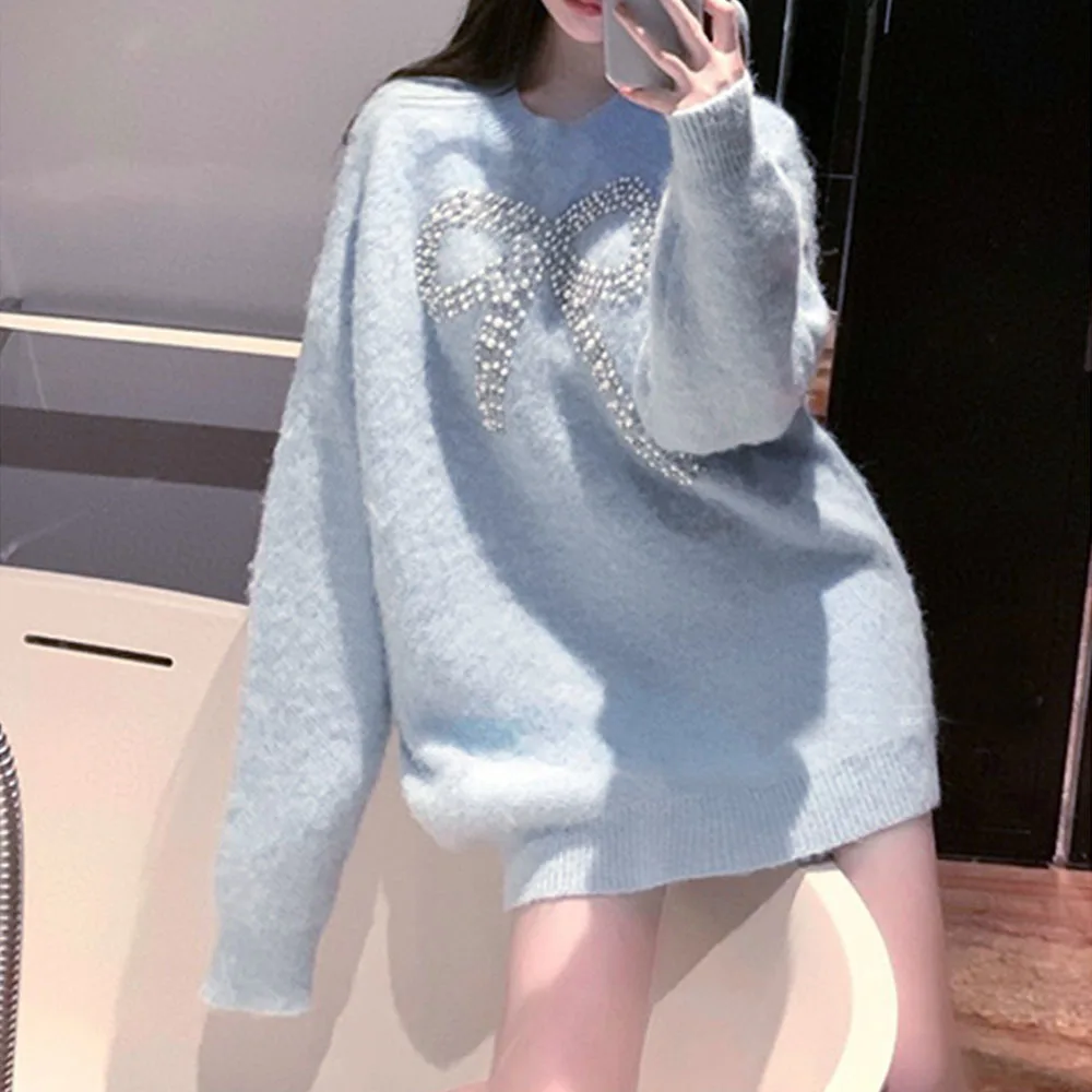 Beaded Bow Sweater Female 2022 Autumn and Winter All-Matching Knit Jersey Blusas Pullovers Women Sweaters Pull Top
Beaded Bow Sweater Female 2022 Autumn and Winter All-Matching Knit Jersey Blusas Pullovers Women Sweaters Pull Top