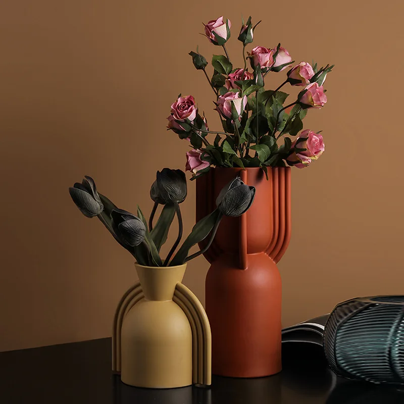 

Современная керамическая ваза для цветов Morandi в скандинавском стиле, геометрическое искусство, декор для отеля, кафе, офиса, аксессуары для ...