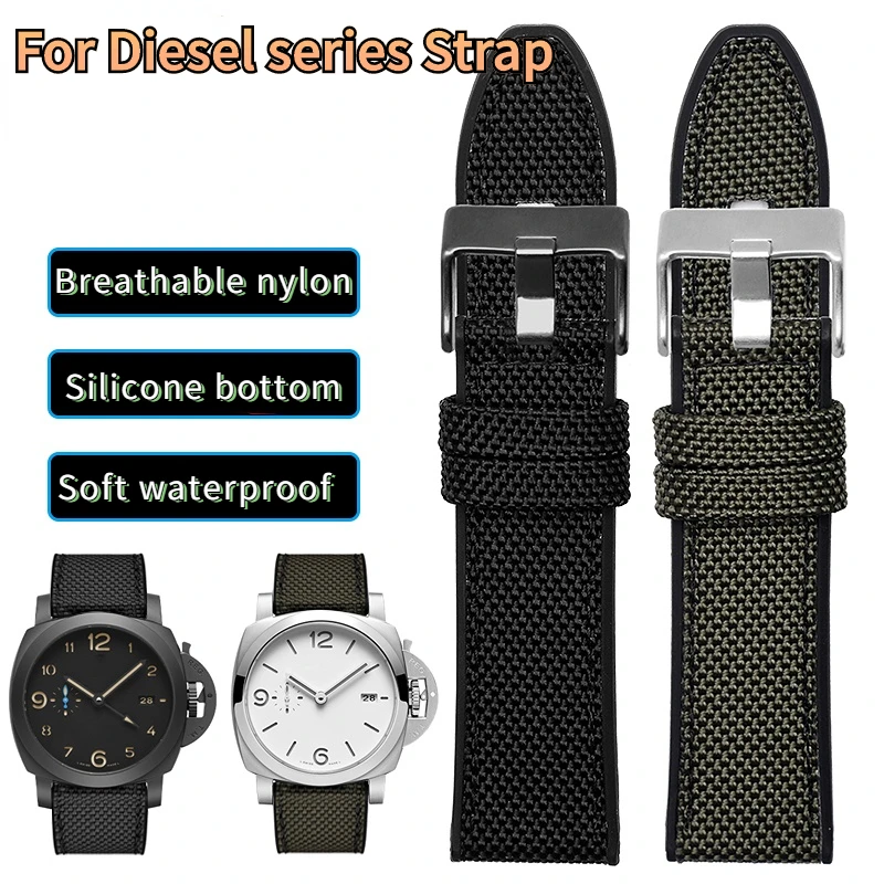 For Panerai strap PMA 441 watchband Diesel Dz4500 Dz4506 DZ7420 DZ4318 men's waterproof nylon canvas Silicone strap 24mm 26mm 28
For Panerai strap PMA 441 watchband Diesel Dz4500 Dz4506 DZ7420 DZ4318 men's waterproof nylon canvas Silicone strap 24mm 26mm 28