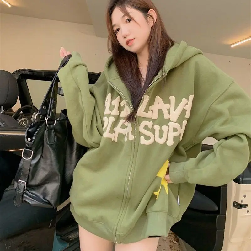 Retro Zip Up Hoodies Jacket Coat Tops Women Autumn Winter Letter Print Loose Oversized Couple Casual Female Outwear Sweatshirt
Retro Zip Up Hoodies Jacket Coat Tops Women Autumn Winter Letter Print Loose Oversized Couple Casual Female Outwear Sweatshirt