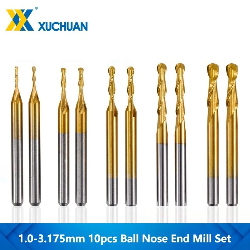 CNC Carbide End Mill 1/8''(3.175mm) Shank Spiral Milling Cutter TiN Coated Ball Nose Router Bit Woodworking Cutter 10pcs
CNC Carbide End Mill 1/8''(3.175mm) Shank Spiral Milling Cutter TiN Coated Ball Nose Router Bit Woodworking Cutter 10pcs