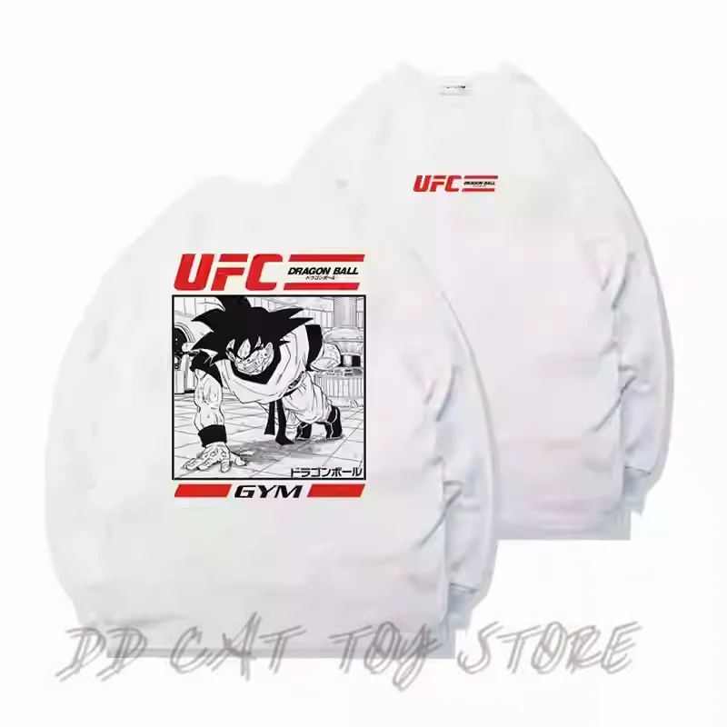 2024 Футболка Dragon Ball Ufc Goku с рисунком древнего большого размера круглым вырезом и