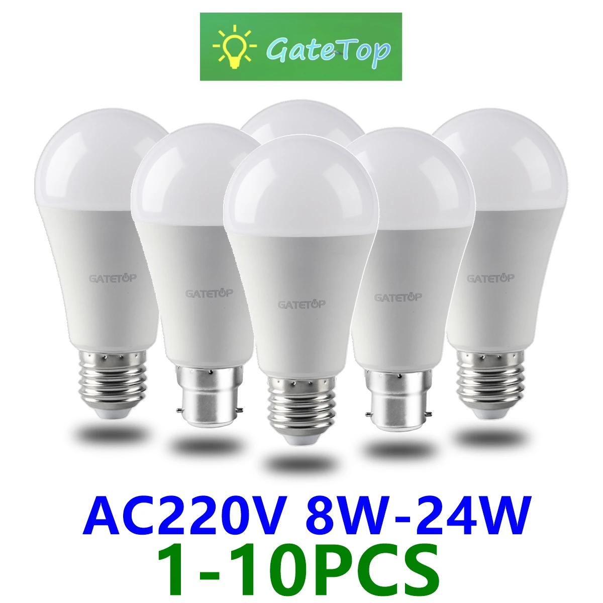 

1-10PCS Led Bulb Lamps Light Real Power AC220V 8W-24W 3000K/4000K/6000K E27 B22 Super Bright Warm White Light Lampada for Home