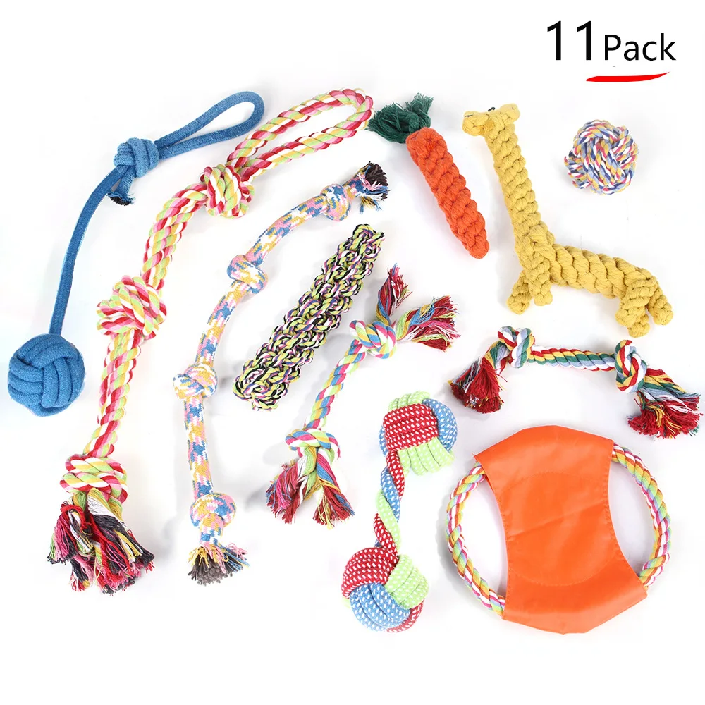 

11PCS Durable Dog Tough Chew Toys for Aggressive Chewers, Interactive Puppy Teething Toy Small Dog Rope Pitbull Toys