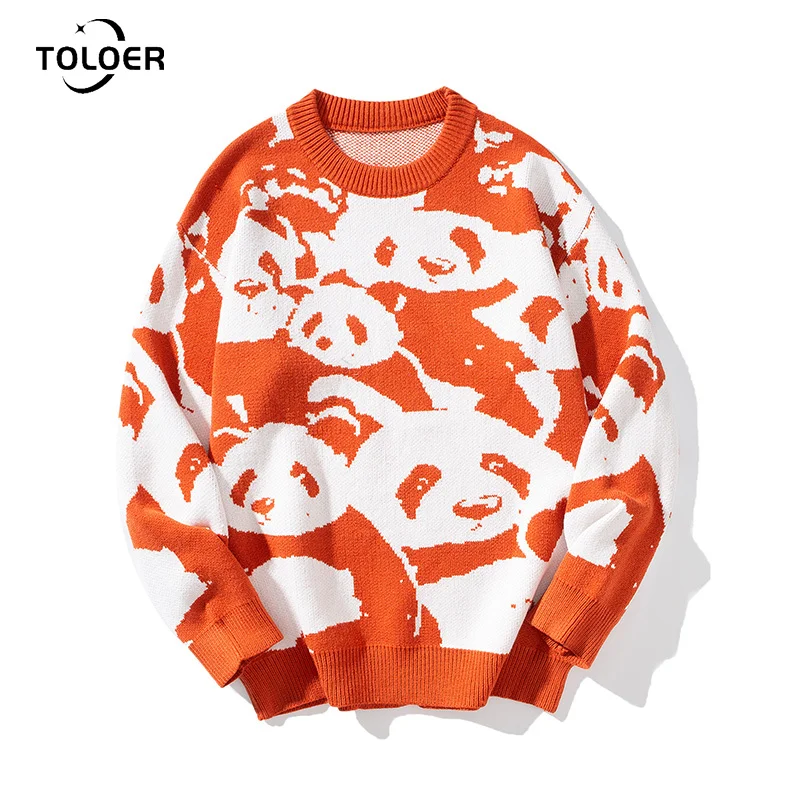 Autumn Casual Men's Pullover Loose Panda Pattern Mens Streetwear Knit Sweater Orange Oversized Long Sleeve Round Neck Sweater
Autumn Casual Men's Pullover Loose Panda Pattern Mens Streetwear Knit Sweater Orange Oversized Long Sleeve Round Neck Sweater