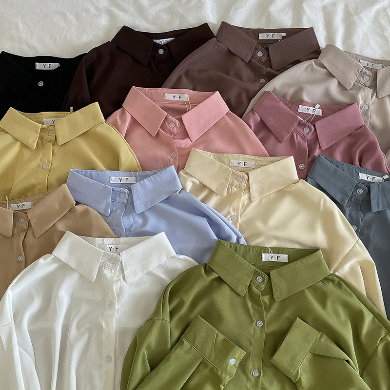 Женская свободная рубашка с длинным рукавом, белая или зеленая Однотонная рубашка с подвеской, осень 2022
Женская свободная рубашка с длинным рукавом, белая или зеленая Однотонная рубашка с подвеской, осень 2022