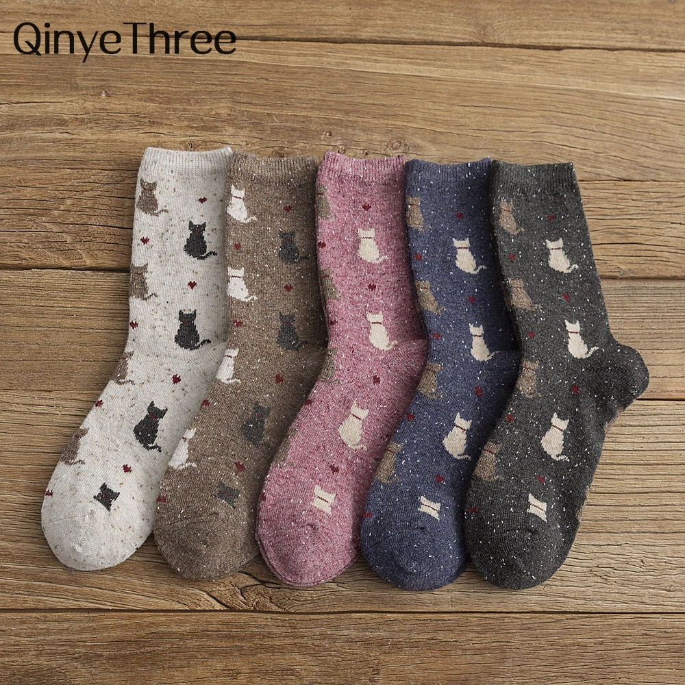 Autumn Winter New Japanese Cute Back View Cat Heart Dots Yarn Socks Korean Harajuku Women Kawaii Thicken Christmas Gift Sox
Autumn Winter New Japanese Cute Back View Cat Heart Dots Yarn Socks Korean Harajuku Women Kawaii Thicken Christmas Gift Sox