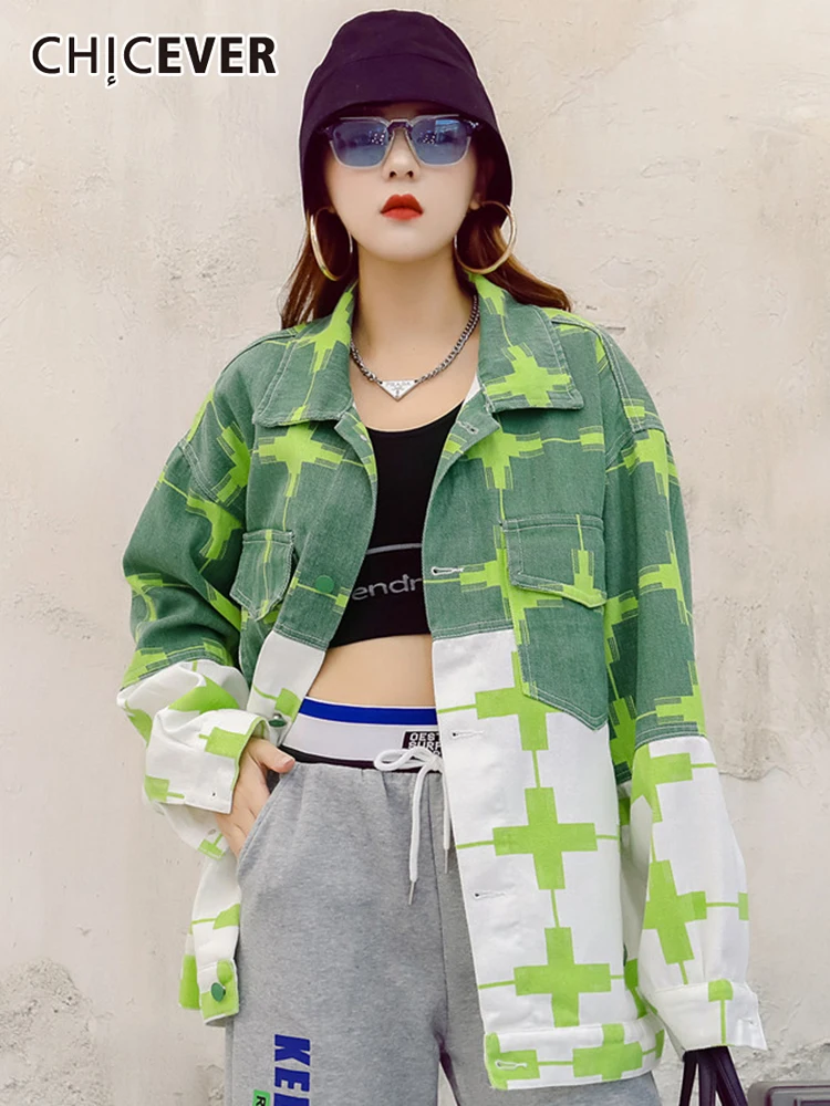 CHICEVER Print Colorblock Jackets For Women Lapel Collar Long Sleeve Single Breasted Loose Coats Female Spring 2022 Clothing New
CHICEVER Print Colorblock Jackets For Women Lapel Collar Long Sleeve Single Breasted Loose Coats Female Spring 2022 Clothing New