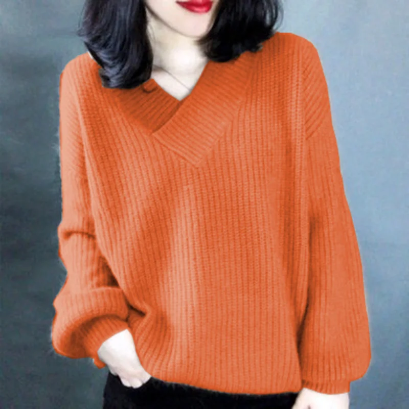 Long Solid Sleeve Ladies Sweaters Plus Size Knitted Sweater OutwearJumper V-Neck Pullovers Full Korean Sweater Pink Black White
Long Solid Sleeve Ladies Sweaters Plus Size Knitted Sweater OutwearJumper V-Neck Pullovers Full Korean Sweater Pink Black White