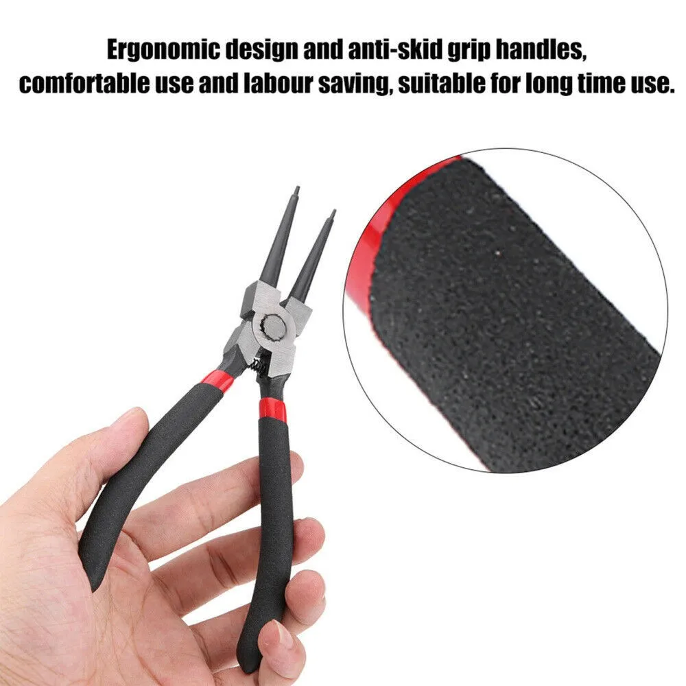 4pcs Portable 7in Circlip Pliers Set Long Nose Pliers Staight Bent Plier Multifunctional Snap Ring Circlip Pliers Remover Tool
4pcs Portable 7in Circlip Pliers Set Long Nose Pliers Staight Bent Plier Multifunctional Snap Ring Circlip Pliers Remover Tool