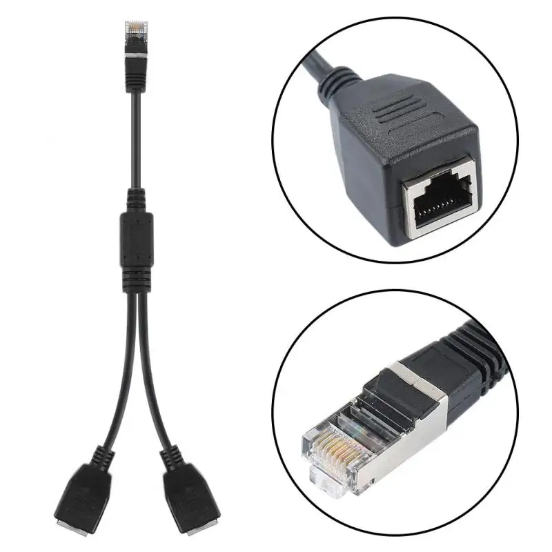 Удлинительный кабель-переходник со штыревыми соединителями RJ45 и гнездовыми разъемами 1to2, сетевой кабель с разветвителем
Удлинительный кабель-переходник со штыревыми соединителями RJ45 и гнездовыми разъемами 1to2, сетевой кабель с разветвителем