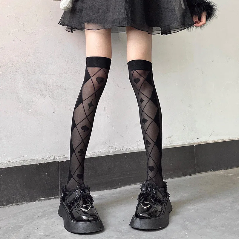 Women's socks cute over-the-knee stockings thin stockings personality poker white high stockings white silk
Women's socks cute over-the-knee stockings thin stockings personality poker white high stockings white silk