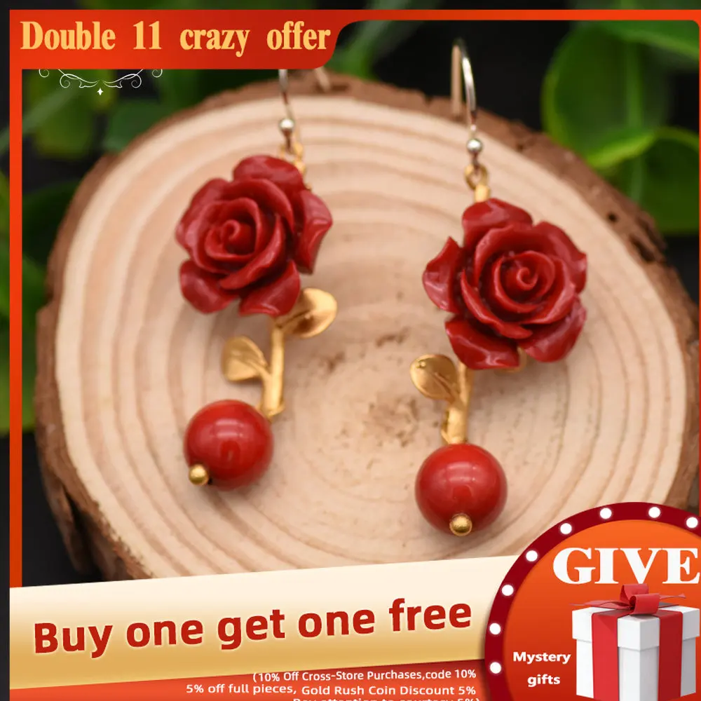 GLSEEVO Natural Red Coral Flower Beautiful Dangle Earrings For Women Red Agate Drop Earring 925 Sterling Silver Jewellery GE0417
GLSEEVO Natural Red Coral Flower Beautiful Dangle Earrings For Women Red Agate Drop Earring 925 Sterling Silver Jewellery GE0417