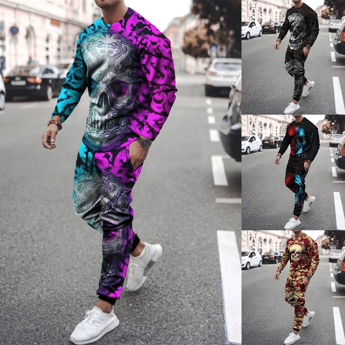 2022 Men's Summer Sportswear Suit 3D Printing Skull Head Tracksuit Men's Trendy Fashion Sports Long Sleeve T-Shirt + Pants Suit
2022 Men's Summer Sportswear Suit 3D Printing Skull Head Tracksuit Men's Trendy Fashion Sports Long Sleeve T-Shirt + Pants Suit