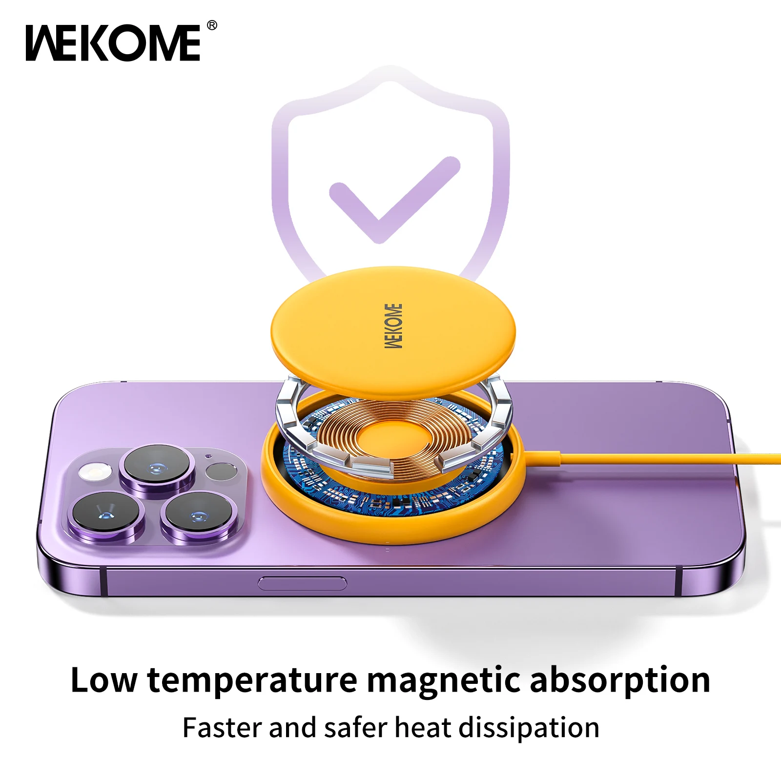 WEKOME 15W Magnetic Wireless Charger Bright Yellow Ultra-Thin Design Fast Charging for iPhone 14 13 Samsung Xiaomi Huawei 
WEKOME 15W Magnetic Wireless Charger Bright Yellow Ultra-Thin Design Fast Charging for iPhone 14 13 Samsung Xiaomi Huawei