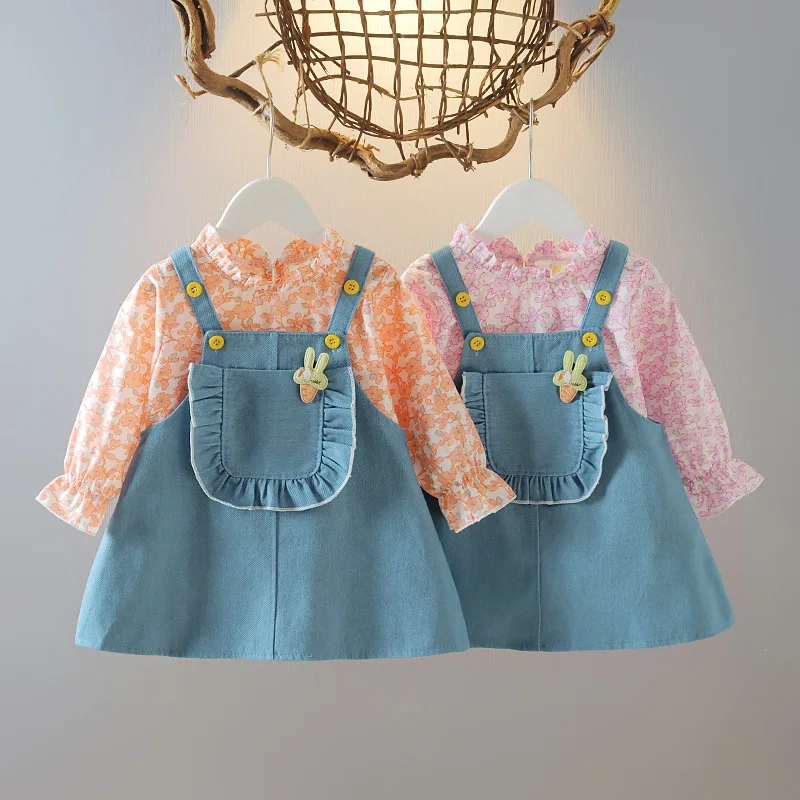 Baby Girl Dress Baby Girl Long-sleeved Little Girl Floral Two-piece Girl Denim Skirt Kids Dresses for Girls
Baby Girl Dress Baby Girl Long-sleeved Little Girl Floral Two-piece Girl Denim Skirt Kids Dresses for Girls