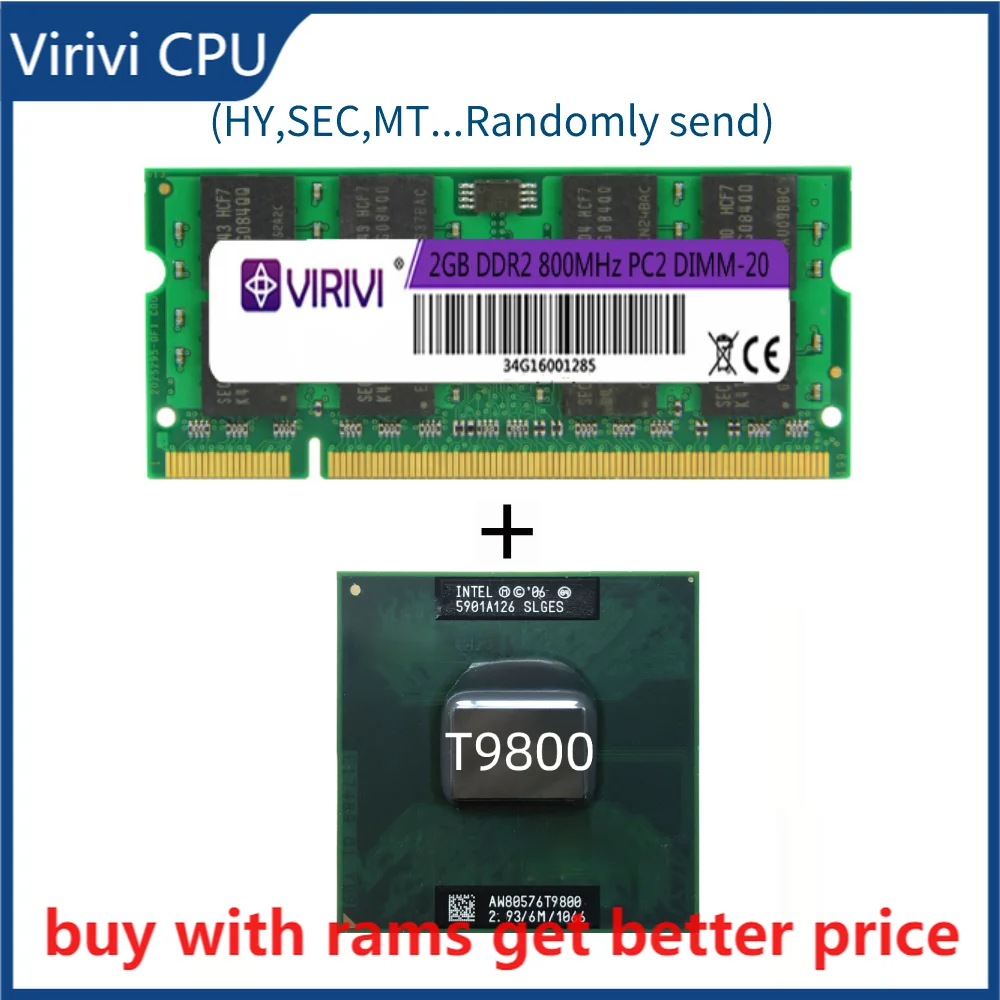 DDR2 2G 800Mhz with T9800 SLGES 2.9 GHz Dual-Core Dual-Thread CPU Processor 6M 35W Socket P
DDR2 2G 800Mhz with T9800 SLGES 2.9 GHz Dual-Core Dual-Thread CPU Processor 6M 35W Socket P