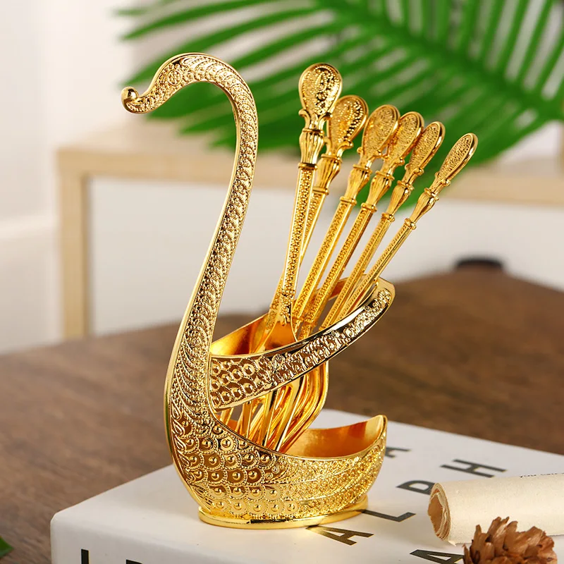 Creative European and American Style Peacock Embossed Swan Fork Set Exquisite Swan Fruit Fork Storage Container Golden Home
Creative European and American Style Peacock Embossed Swan Fork Set Exquisite Swan Fruit Fork Storage Container Golden Home