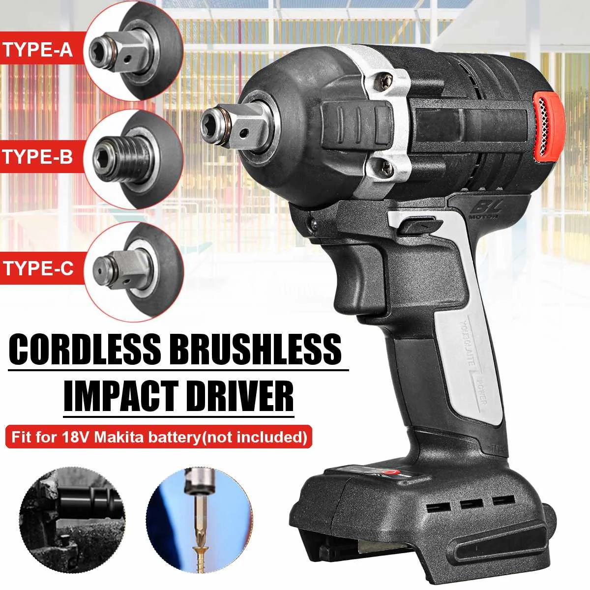 FASGet 18V 800N.m Cordless Brushless Impact Wrench Stepless Speed Change Switch Adapted To 18V Makitas battery
FASGet 18V 800N.m Cordless Brushless Impact Wrench Stepless Speed Change Switch Adapted To 18V Makitas battery