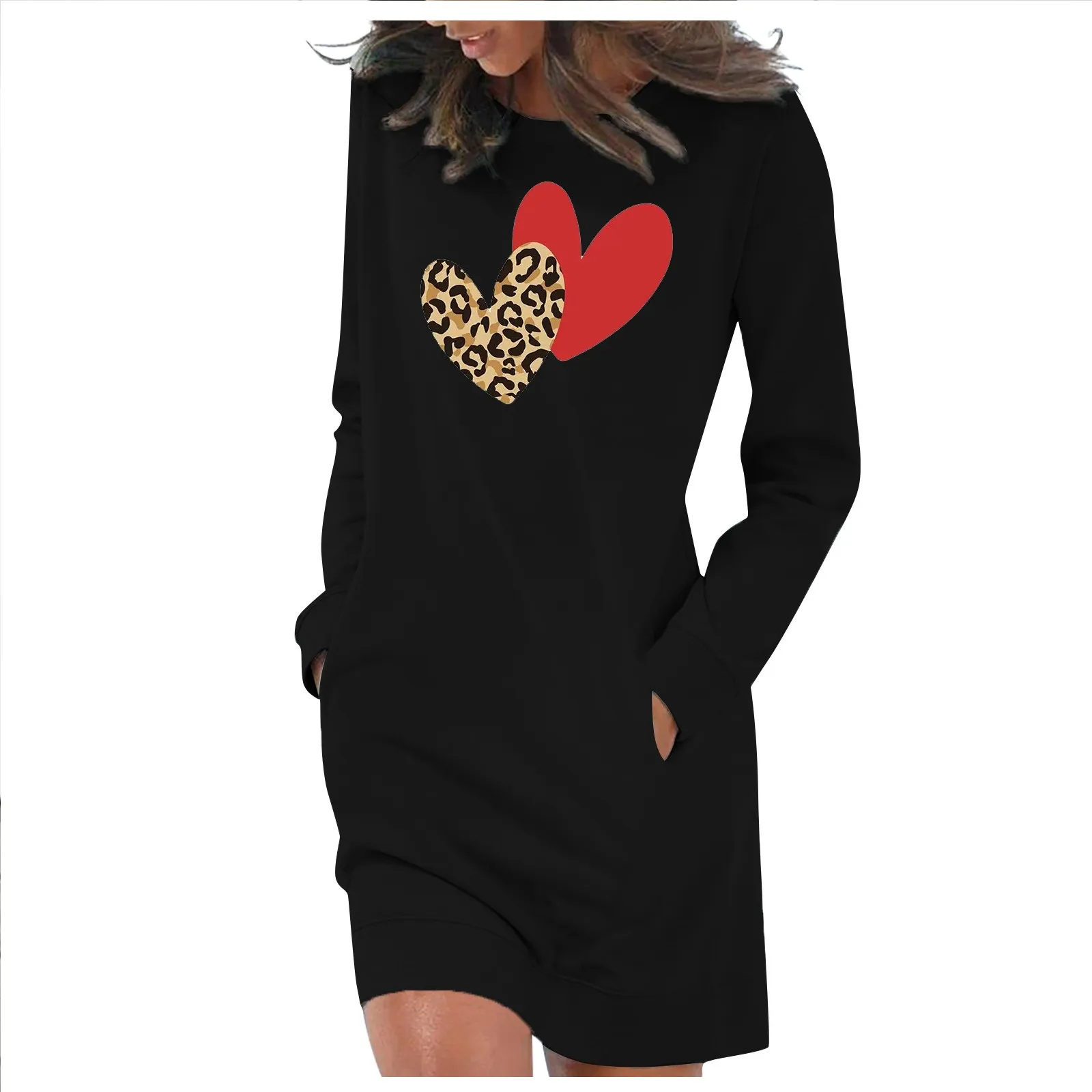 Elegant Women Dresses Casual Love Print Long Sleeve Round Neck Pocket Dress Female Vestidos Women's Dresses Free Shipping
Elegant Women Dresses Casual Love Print Long Sleeve Round Neck Pocket Dress Female Vestidos Women's Dresses Free Shipping