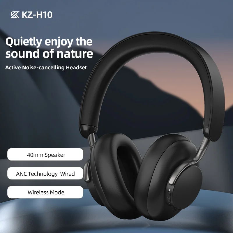 

KZ H10 40mm Titanium-Plated Diaphragm Dynamic Driver Headphones Hybrid Active Noise Cancellation Transparency Bluetooth 5.0