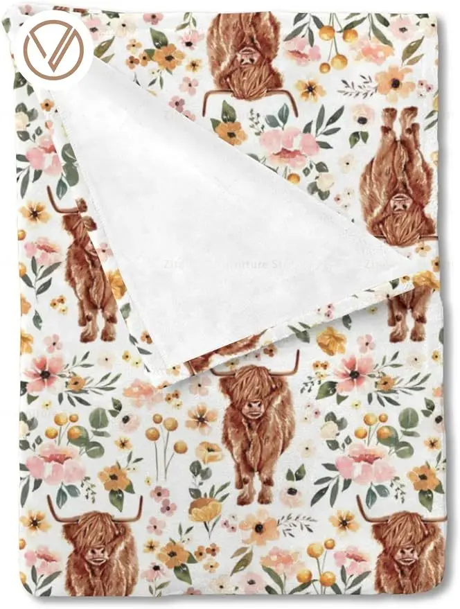 Фланелевое Одеяло для младенцев Highland, ретро-одеяло для девочек в стиле бохо из коровы и цветов, Фланелевое Пеленальное Одеяло для детской комнаты, мягкое одеяло для новорожденных 
Фланелевое Одеяло для младенцев Highland, ретро-одеяло для девочек в стиле бохо из коровы и цветов, Фланелевое Пеленальное Одеяло для детской комнаты, мягкое одеяло для новорожденных