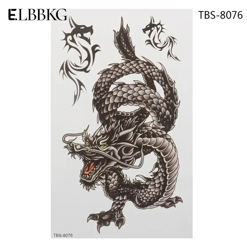 Имитация татуировки китайского дракона водостойкая Временная наклейка для