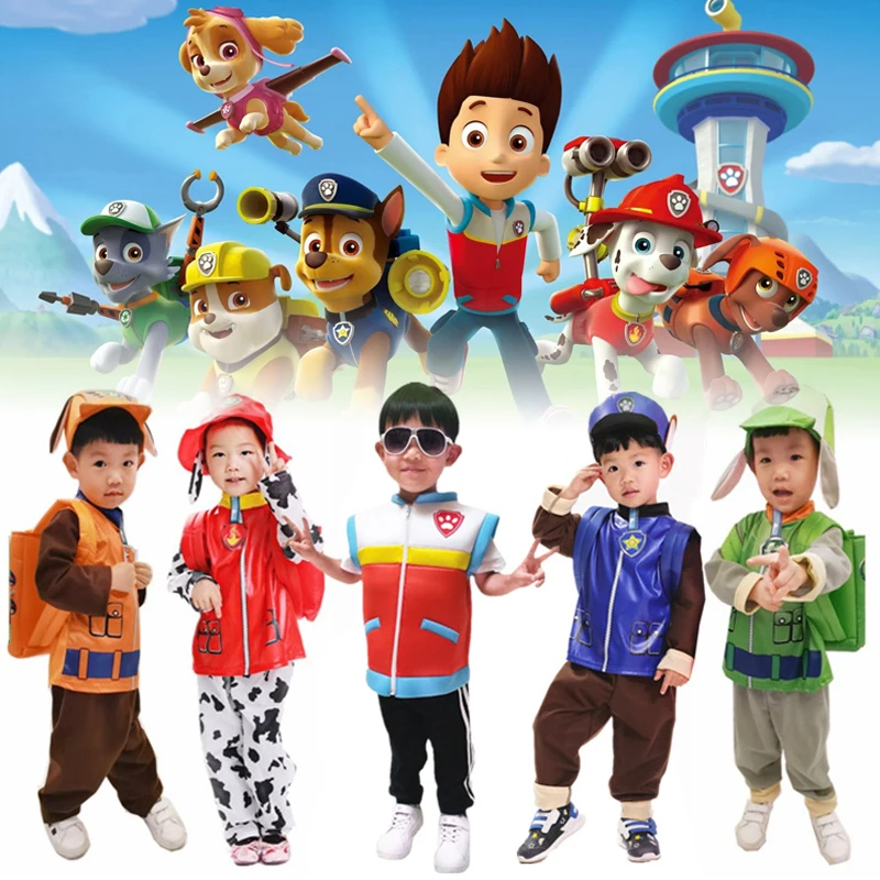 

Paw Patrol Kids Costumes Cute Chase Marshall Rocky Zuma Skye Rubble Cosplay Clothing Children's Day Performance Outfit Kids Gift