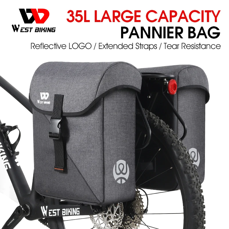 

WEST BIKING 35L Large Capacity Bike Pannier Rear Seat Bicycle Double Bag Luggage Carrier MTB Road Commuting Cycling Trunk Bag
