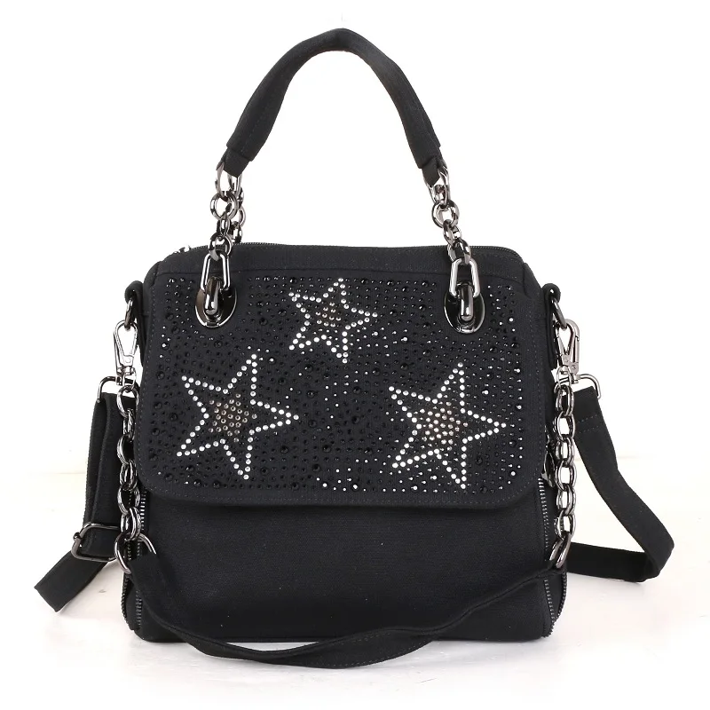 

Denim Canvas Stars Rivet Women Tote Handbag Female Crossbody Shoulder Bag Lady Phone Pouch Bolsa Feminina Bolso Mujer for Girls