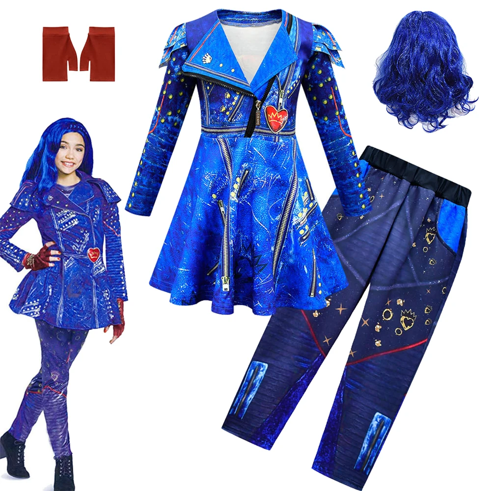 Blue Audrey Costumes Set Girl Halloween Costumes Kids Party Evie Descendants 3 Mal Cosplay Costumes dress pants Wig
Blue Audrey Costumes Set Girl Halloween Costumes Kids Party Evie Descendants 3 Mal Cosplay Costumes dress pants Wig