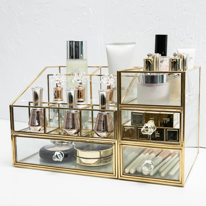 Nordic Gold Grid Glass Flip Storage Case Drawer Type Dust-Proof Makeup Tools Desktop Container Beauty Glass Storage Box
Nordic Gold Grid Glass Flip Storage Case Drawer Type Dust-Proof Makeup Tools Desktop Container Beauty Glass Storage Box