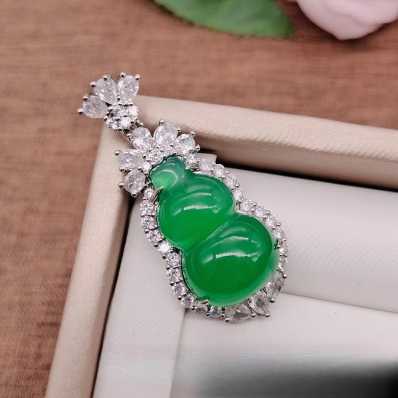 Подвеска из тыквы с инкрустацией агатом халцедоном Fulu Ice Type мужское и женское
