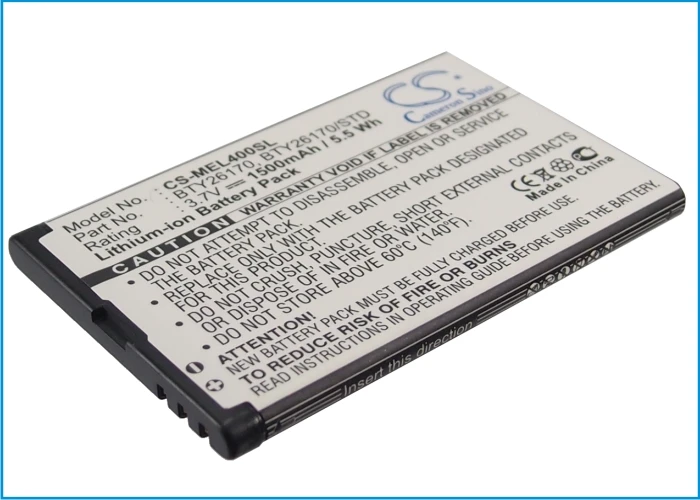 Cameron Sino Mobile SmartPhone Replacement Li-ion Battery 1500mAh For BTY26170 Philips EL400, Mobistel EL40 Free Tools
Cameron Sino Mobile SmartPhone Replacement Li-ion Battery 1500mAh For BTY26170 Philips EL400, Mobistel EL40 Free Tools