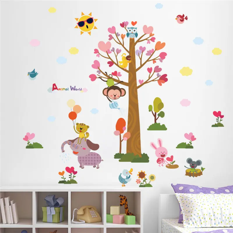 Cartoon Animal Love Heart Tree Wall Stickers For Kindergarten Kids Room Home Decorations Safari Mural Art Diy Pvc Decal
Cartoon Animal Love Heart Tree Wall Stickers For Kindergarten Kids Room Home Decorations Safari Mural Art Diy Pvc Decal