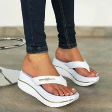 Womens Slippers 2023 Summer Fashion Women Flip Flops Outdoor Casual Platform Sandals Ladies Plus Size Wedges Beach Slippers