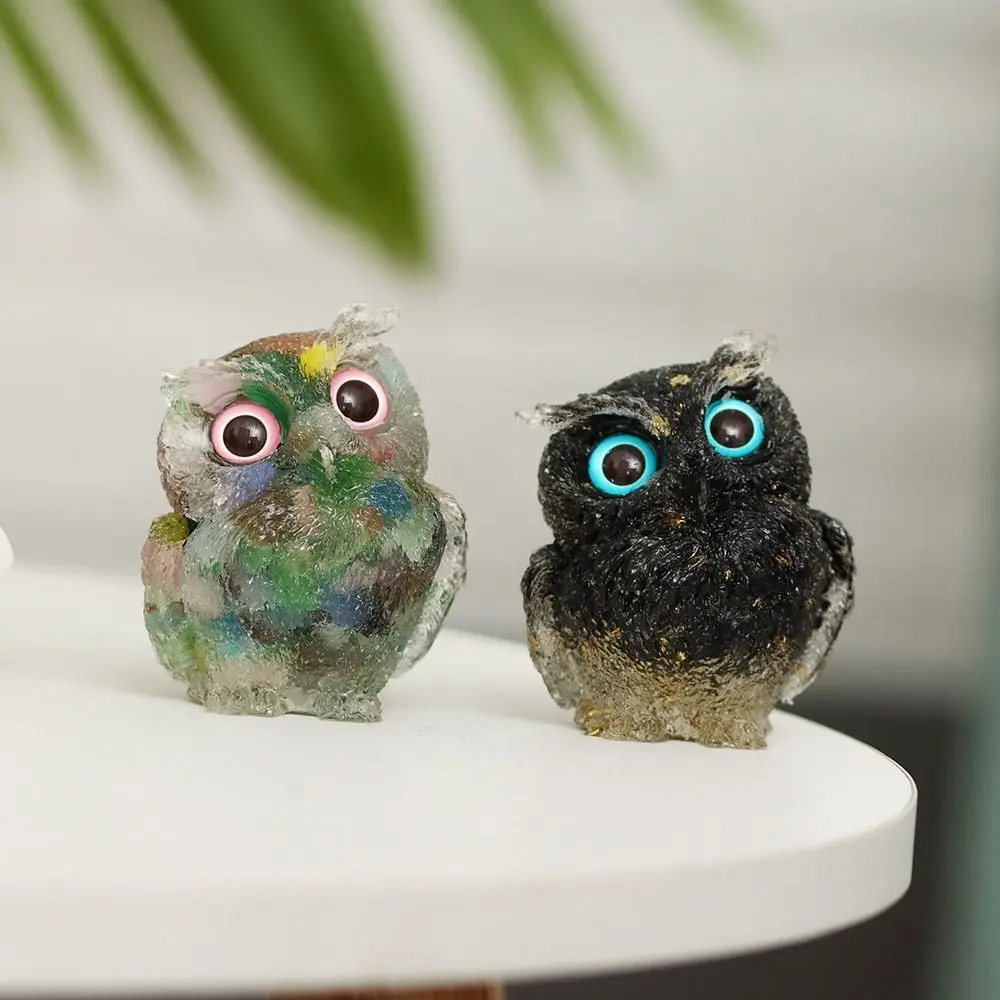 

Home Decor for Shelves Crystal Miniatures Collectible Figurines Owl Decor Owl Figurine Resins Miniatures Small Statue