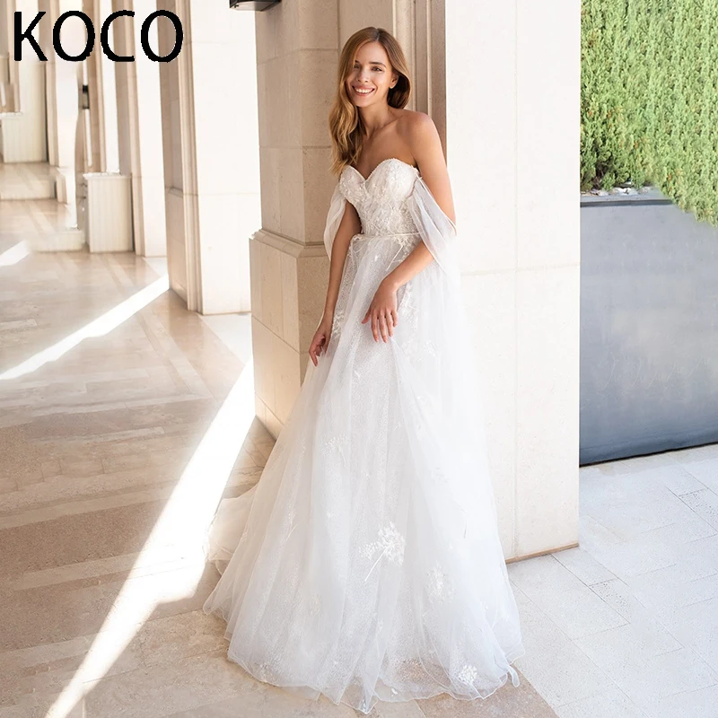 MACDOUGAL Bridal Gowns A-line Sweetheart Off the Shoulder Wedding Dress Tulle Court Train For Women robe de mariée Custom Made
MACDOUGAL Bridal Gowns A-line Sweetheart Off the Shoulder Wedding Dress Tulle Court Train For Women robe de mariée Custom Made