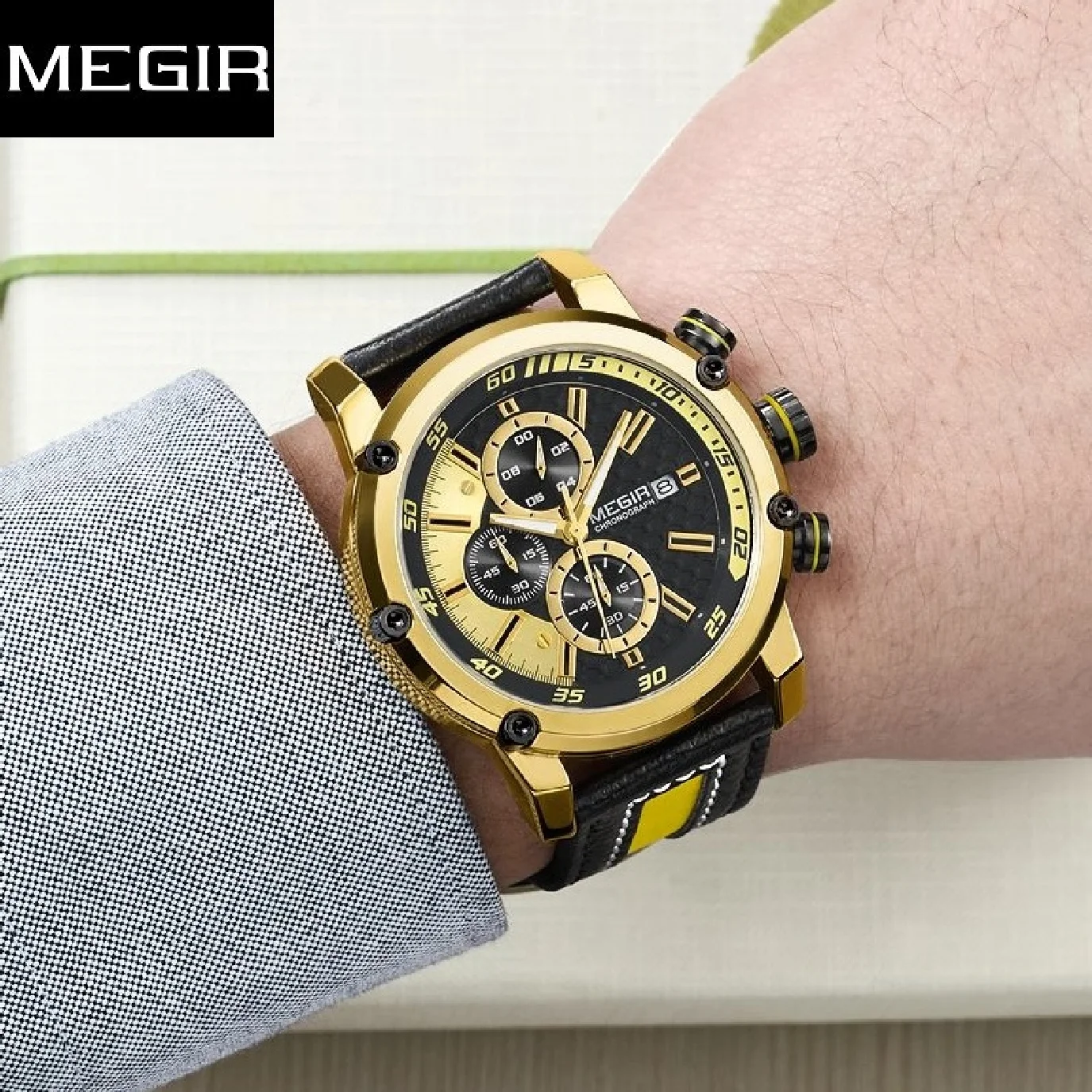 MEGIR Original New Casual Chronograph Sport Men Luxury Quartz Watches Clock Army Military Gold Wristwatch Hour Relogio Masculino
MEGIR Original New Casual Chronograph Sport Men Luxury Quartz Watches Clock Army Military Gold Wristwatch Hour Relogio Masculino