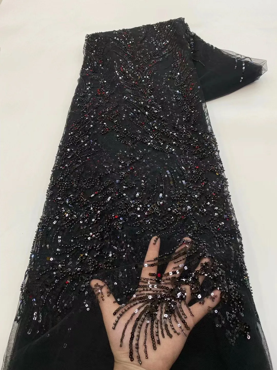 

2023 5Y последний Алжир популярный дизайн вышивка тюль сетка блестки кружево супер качество ткань с бусинами Свадебная вечеринка