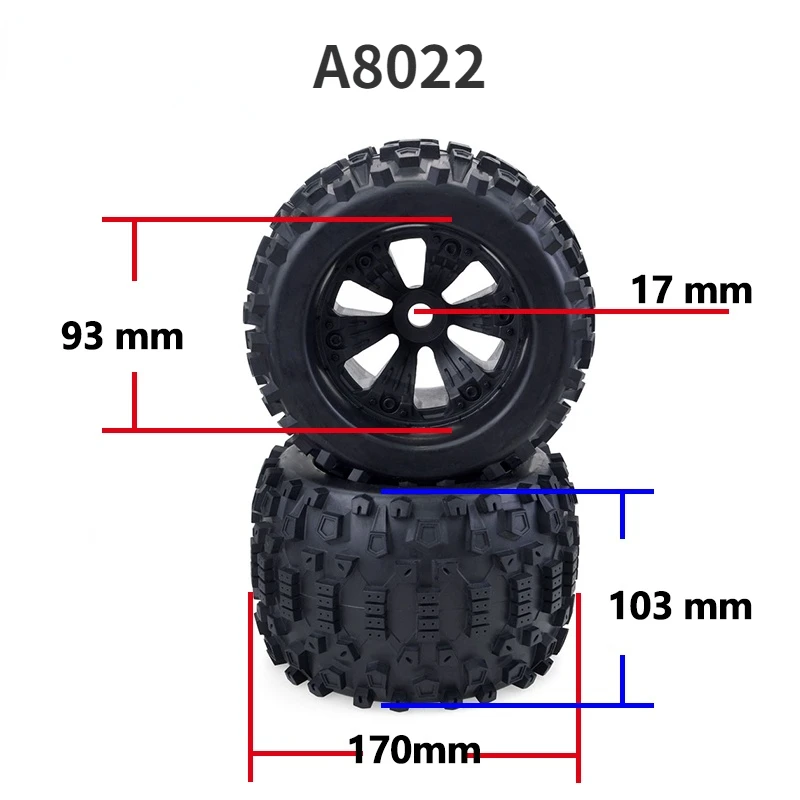 ZD Racing 4 шт. 1/8 колесные шины 170 мм колесо 17 шестигранный обод ступицы для